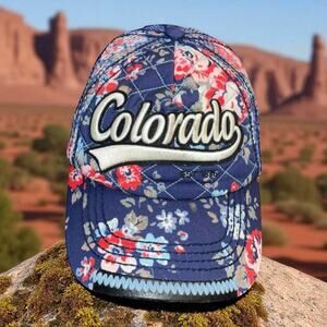 Robin Ruth Colorado Trucker Hat Cap Floral Snapback Mesh Holiday Vacation Blue